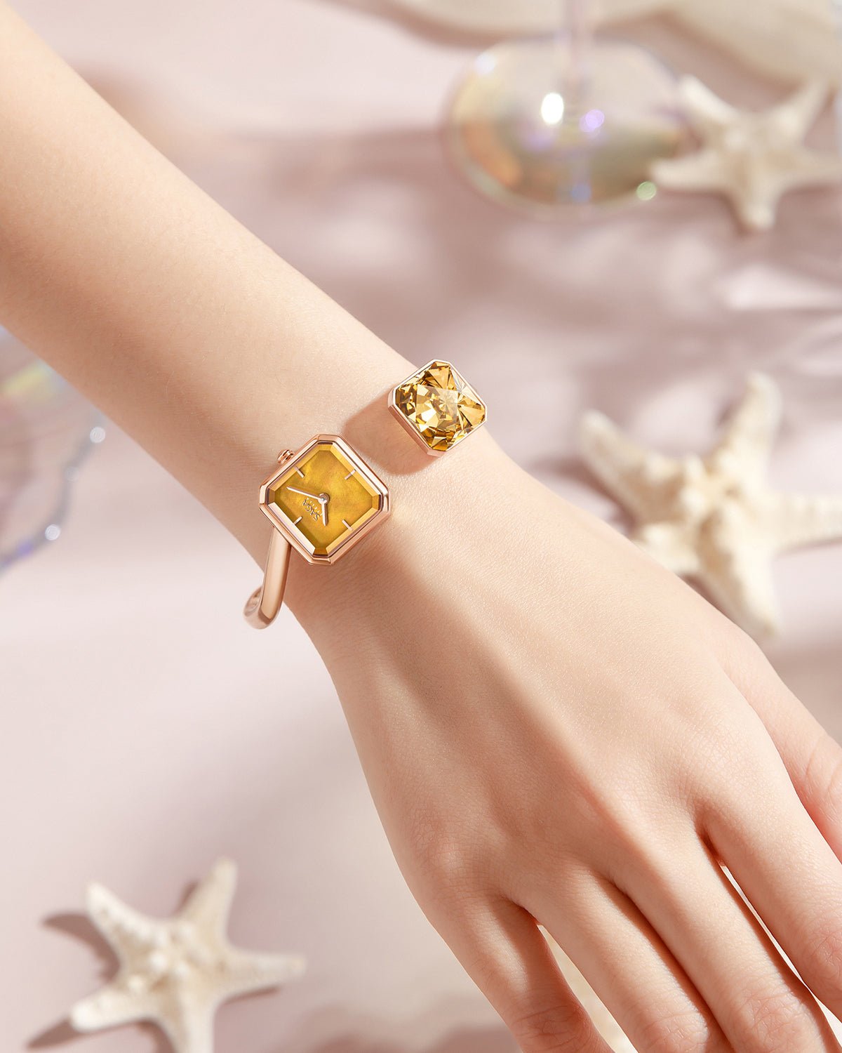 Light of Vendome Cuff Bangle Watch - Orange Gold - Image 4 Light of Vendome Cuff Bangle Watch - Orange Gold - Image 4