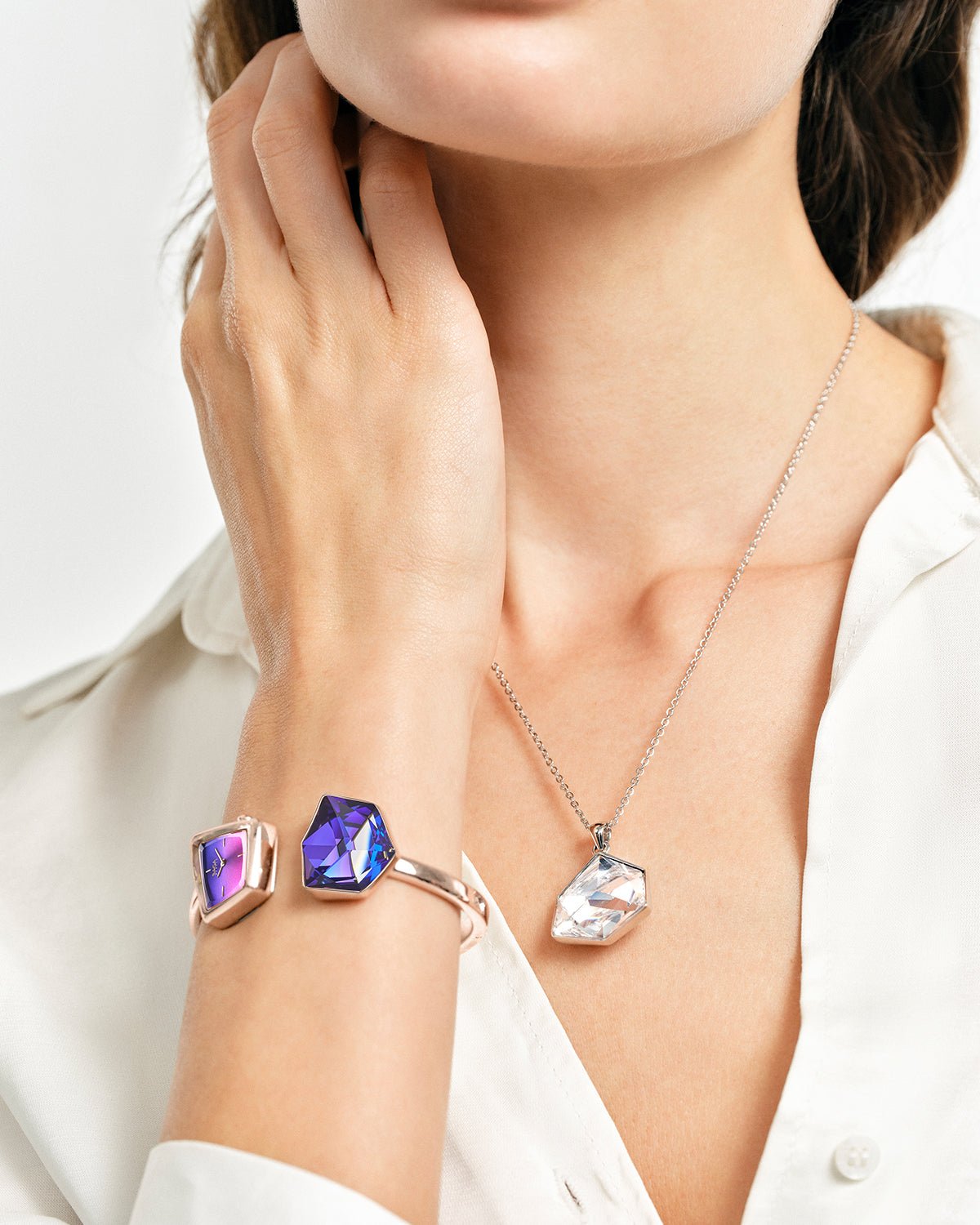 Illusion Crystal Bangle Watch- Rose Gold /Amethyst Crystal - Image 4 Illusion Crystal Bangle Watch- Rose Gold /Amethyst Crystal - Image 4