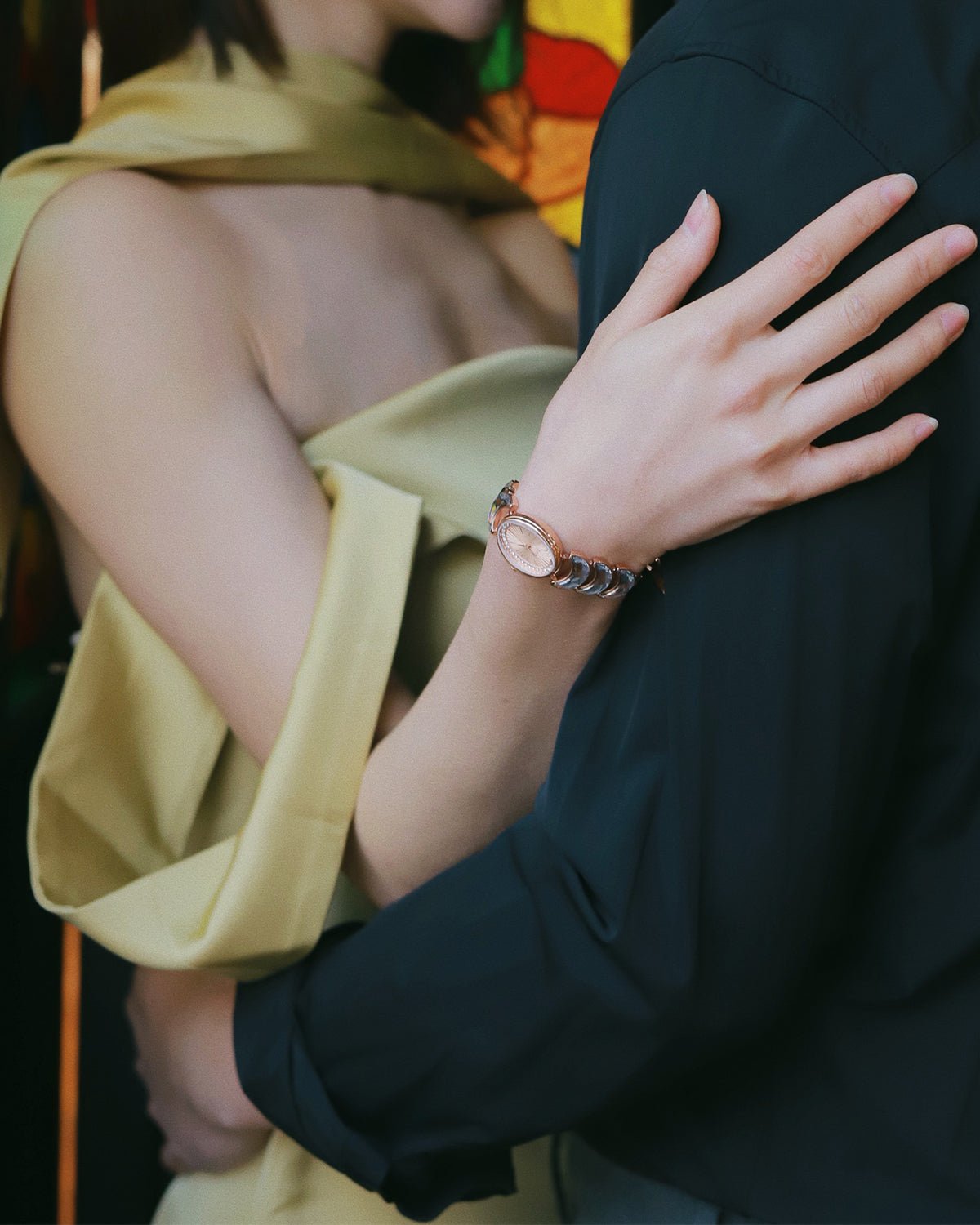 Luna Moon-Shaped Crystals Bracelet Watch - Rose Gold - Image 5 Luna Moon-Shaped Crystals Bracelet Watch - Rose Gold - Image 5
