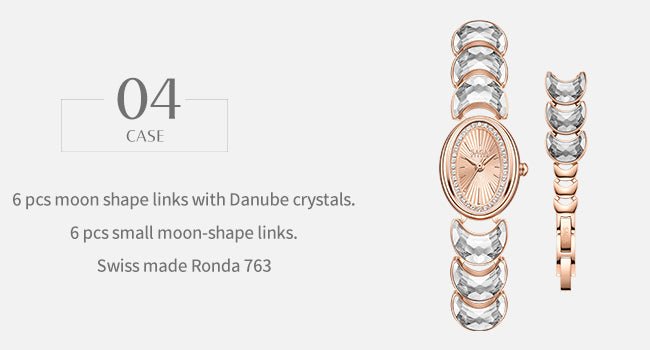Luna Moon-Shaped Crystals Bracelet Watch - Rose Gold - Image 7 Luna Moon-Shaped Crystals Bracelet Watch - Rose Gold - Image 7