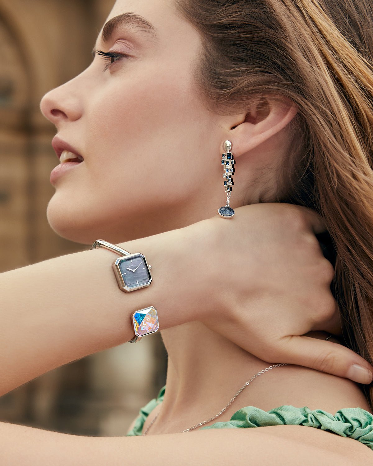Light of Vendome Cuff Bangle Watch - Dark/Silver - Image 4 Light of Vendome Cuff Bangle Watch - Dark/Silver - Image 4