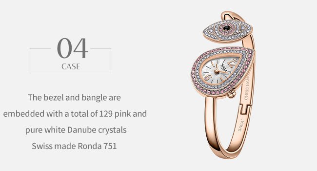 SAGA Angel's Eye Crystal Bracelet Watch — Rose Pink - Image 8