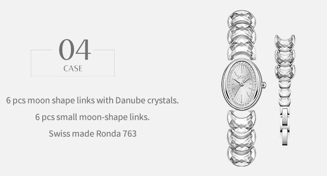 Luna Moon-Shaped Crystals Bracelet Watch - Silver - Image 7 Luna Moon-Shaped Crystals Bracelet Watch - Silver - Image 7