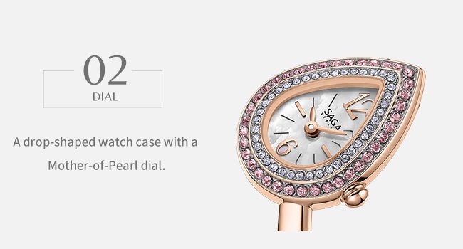 SAGA Angel's Eye Crystal Bracelet Watch — Rose Pink - Image 7