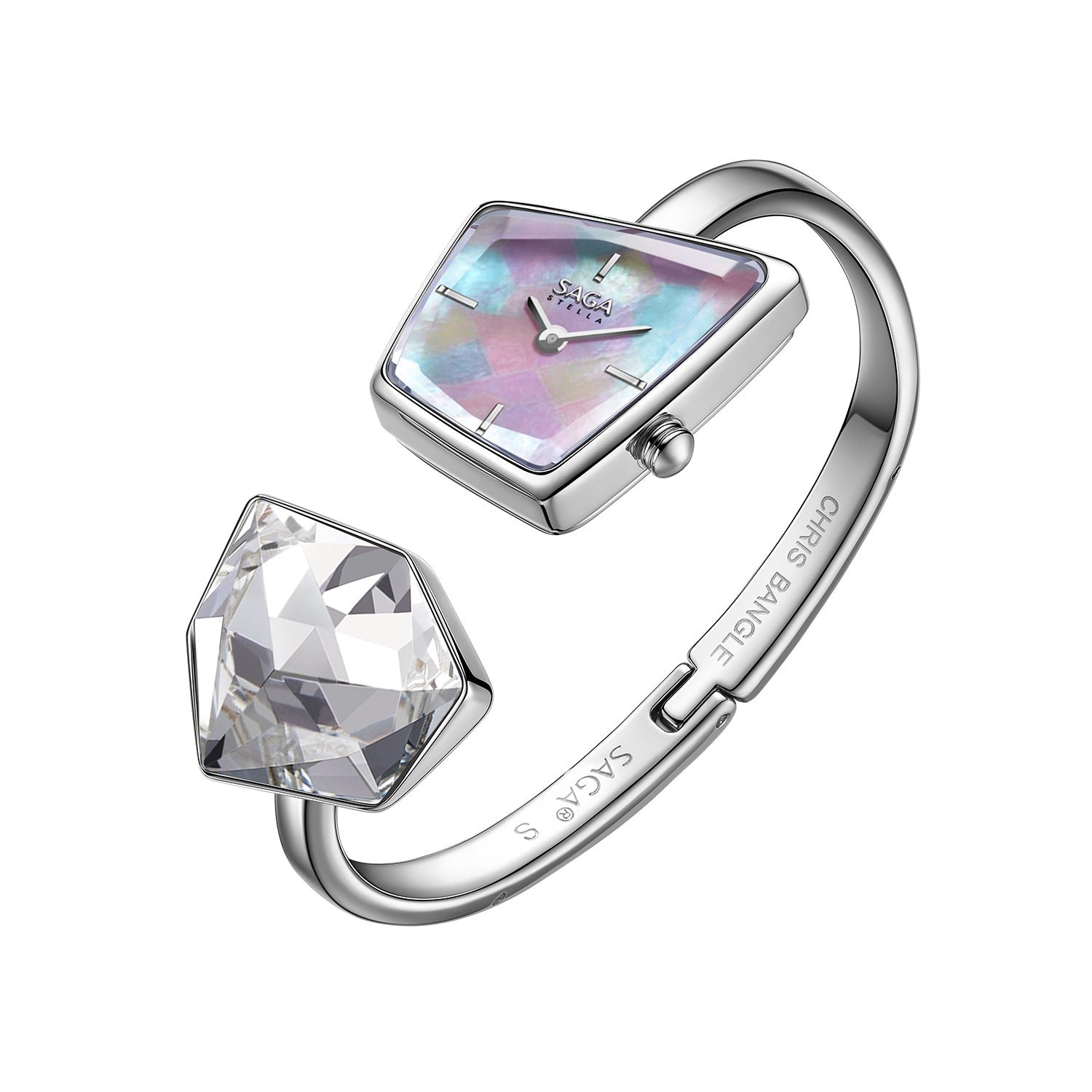 Illusion Crystal Bangle Watch - Silver Bracelet/Clear Crystal - Image 5 Illusion Crystal Bangle Watch - Silver Bracelet/Clear Crystal - Image 5