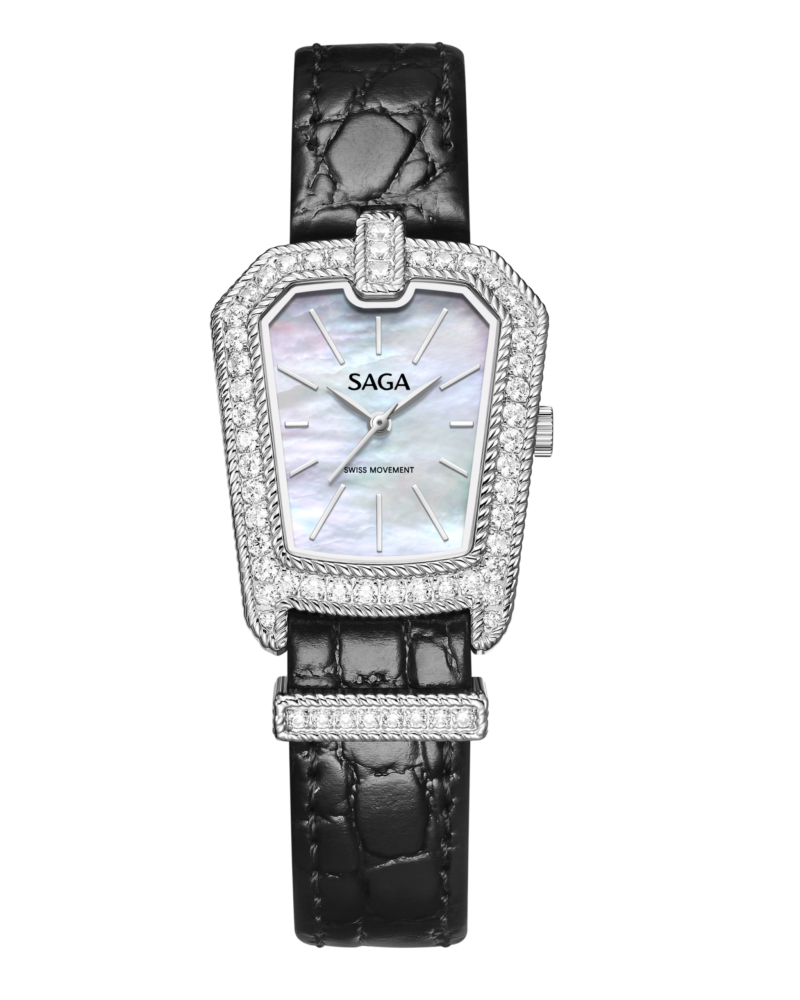Downtown Night Ladies Quartz Watch with Zircon Accents — Silver Green