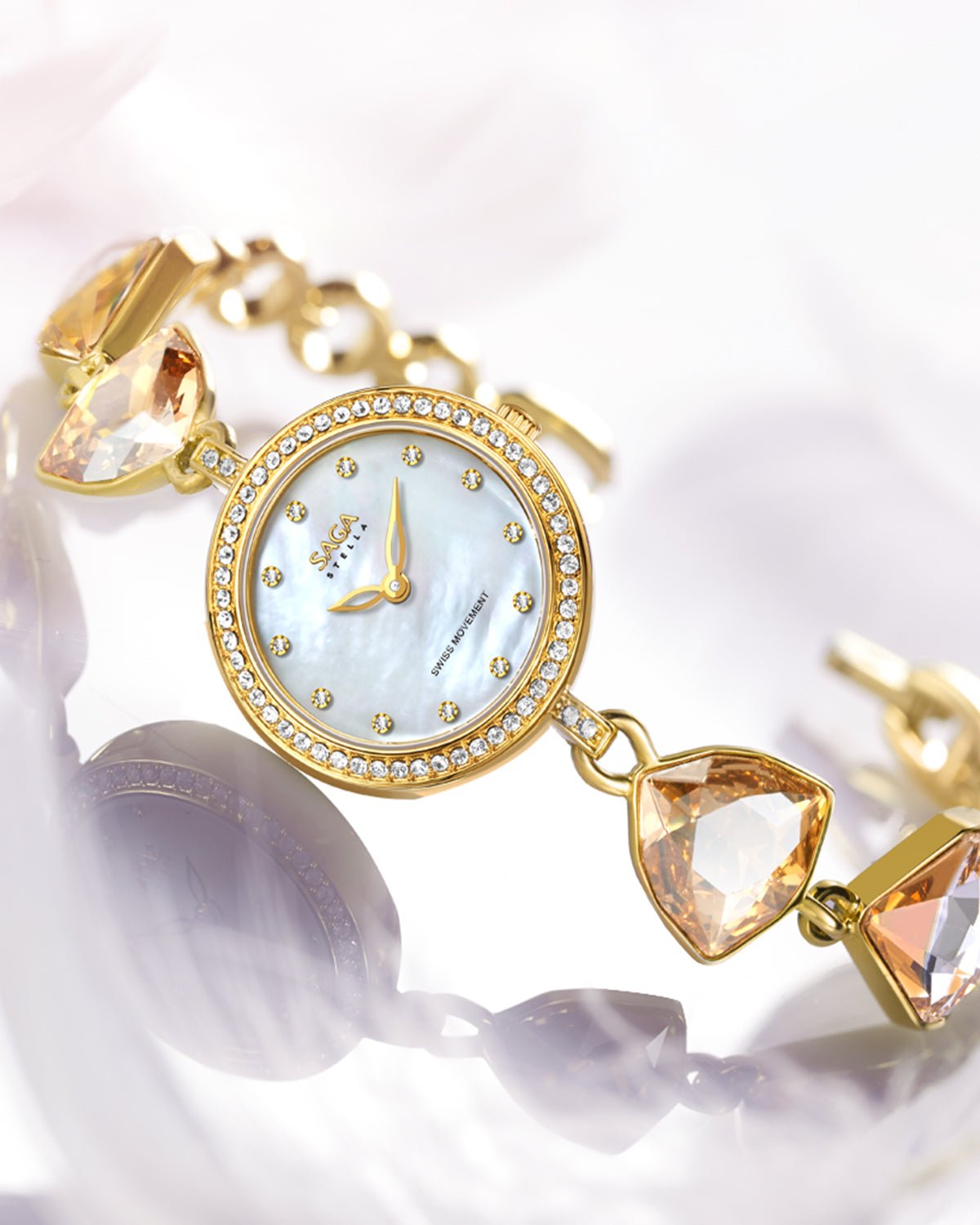 Change Crystal Bracelet Watch — Gold / Mother of Pearl