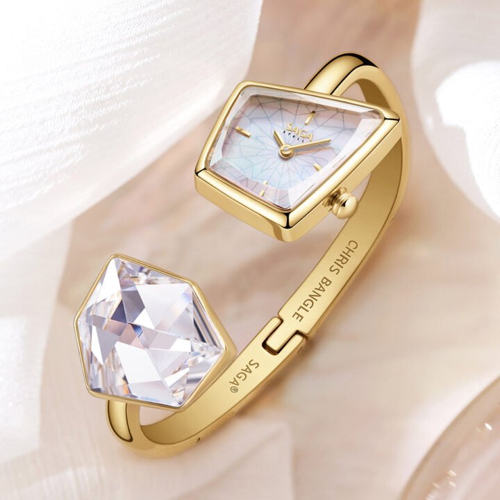 Illusion Crystal Bangle Watch - Gold/ Clear Crystal