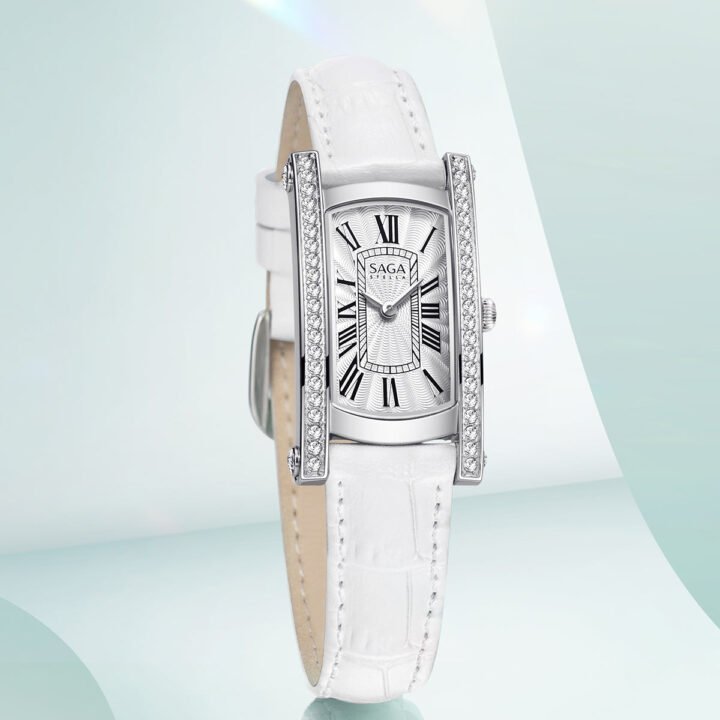 Classic Square Crystal Watch Silver White