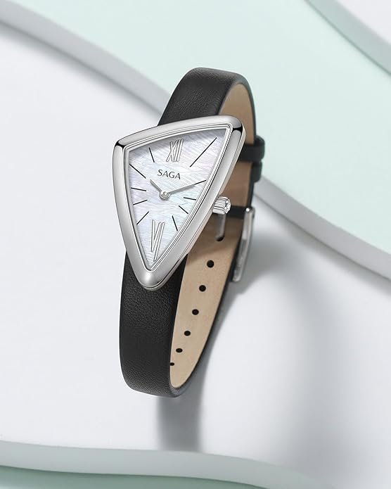 Sailboat Quartz Watch Triangular Case - Black Leather