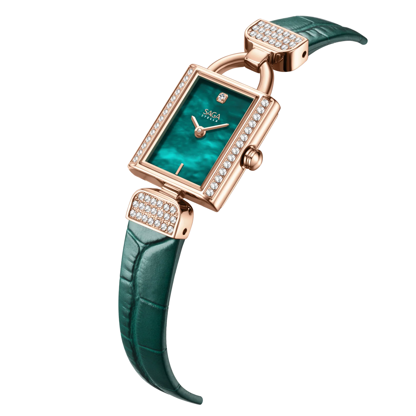 SAGA Stella Crystal MOP Diamond Watch – Rose Gold & Emerald Green – SAGA watch at Wristorie SAGA Stella Crystal MOP Diamond Watch – Rose Gold & Emerald Green – SAGA watch at Wristorie