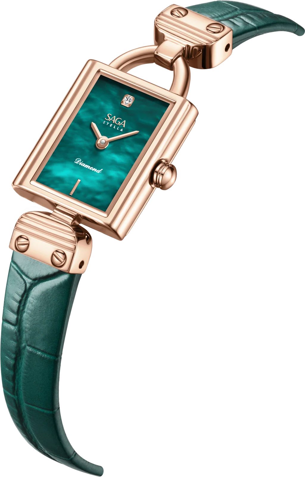 SAGA Stella MOP Diamond Watch – Rose Gold & Emerald Green – SAGA watch at Wristorie SAGA Stella MOP Diamond Watch – Rose Gold & Emerald Green – SAGA watch at Wristorie