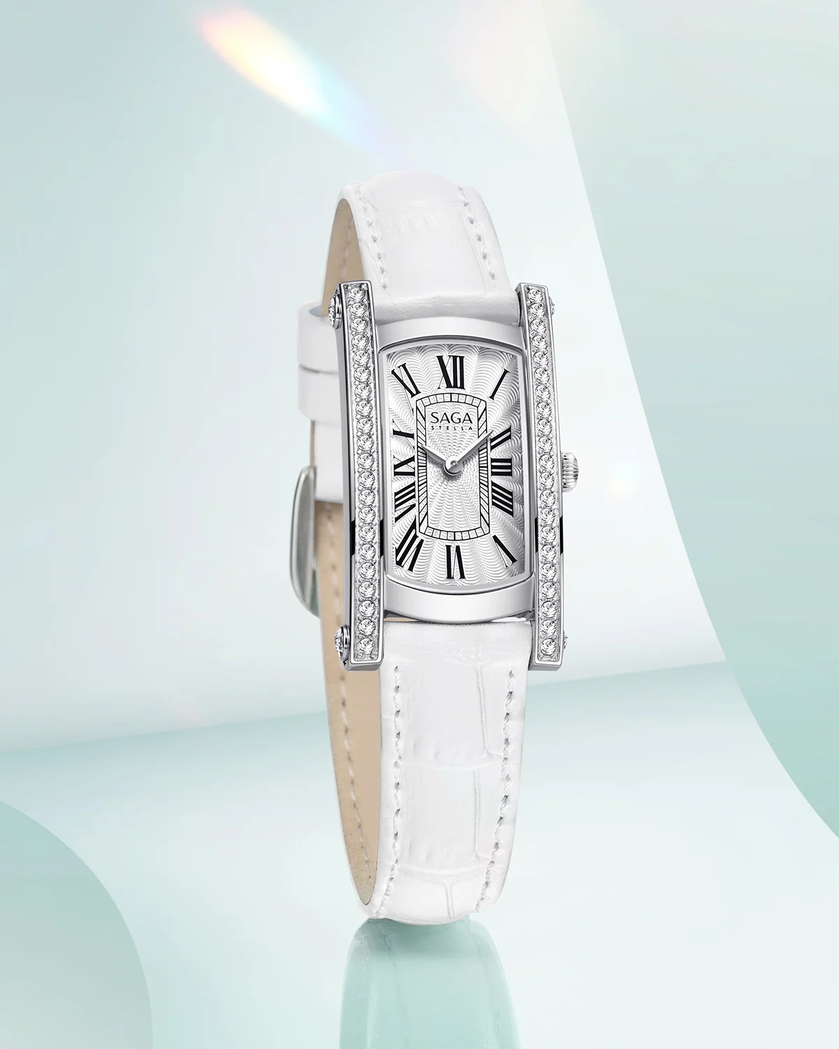 Classic Square Crystal Watch Silver White Classic Square Crystal Watch Silver White